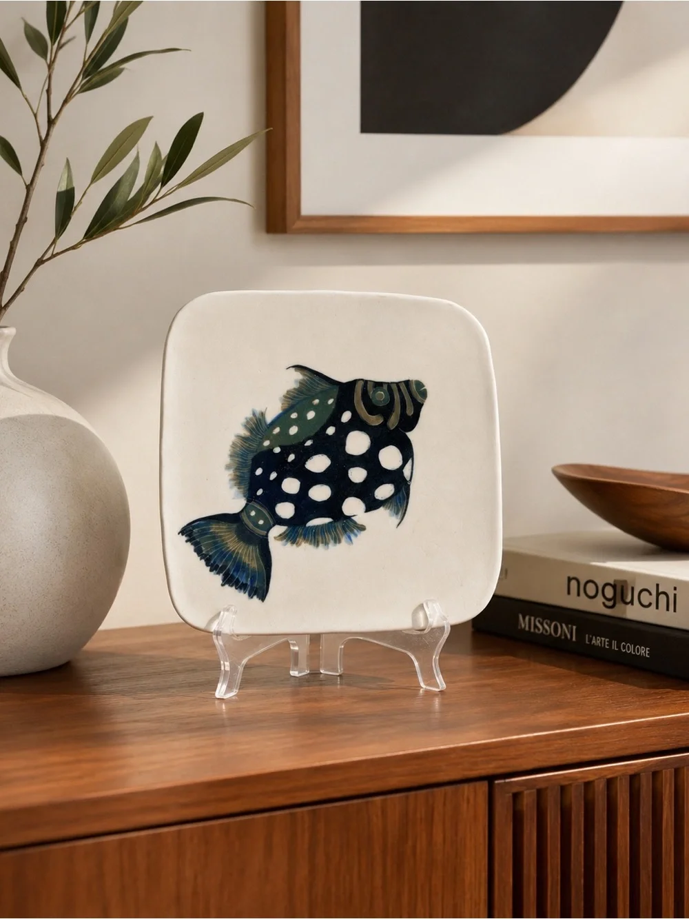 Vintage Studio Pottery Fish Plate Handcrafted Art Ceramic #0515261